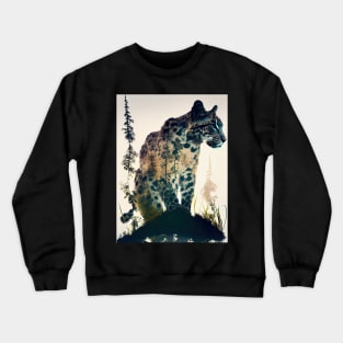 Clouded Leopard Double Exposure Crewneck Sweatshirt